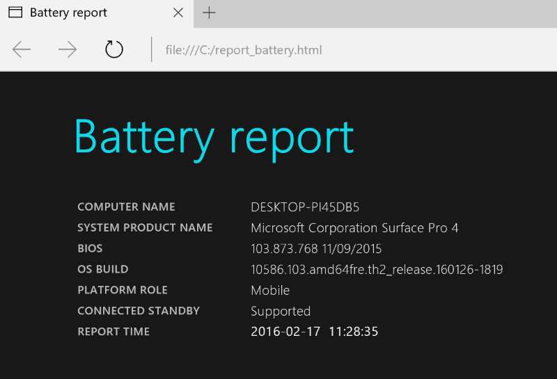 battery report
