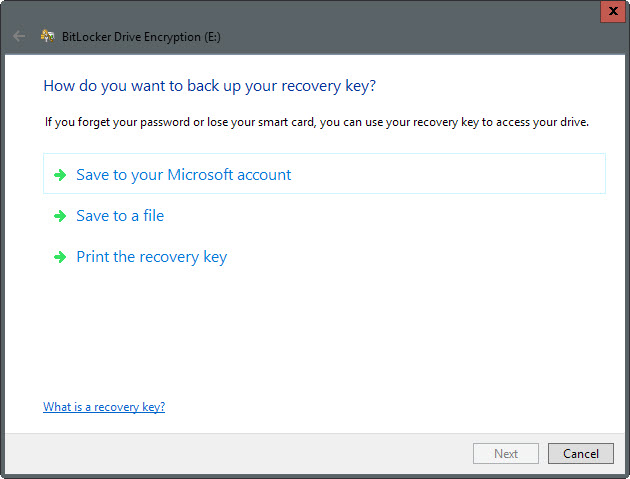 bitlocker recovery key