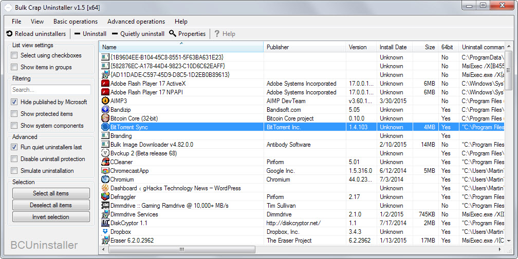 bulk crap uninstaller