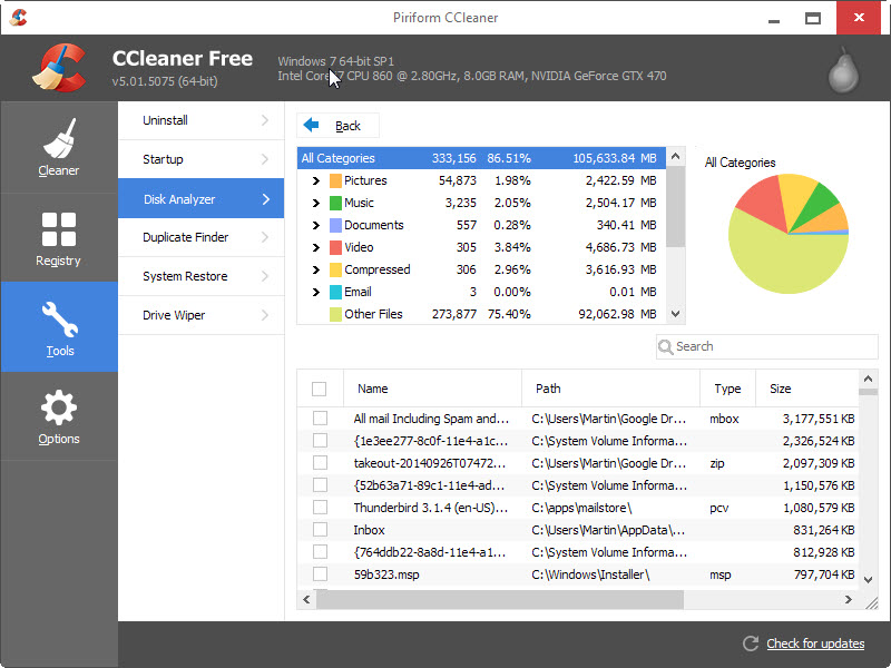 ccleaner disk analyzer