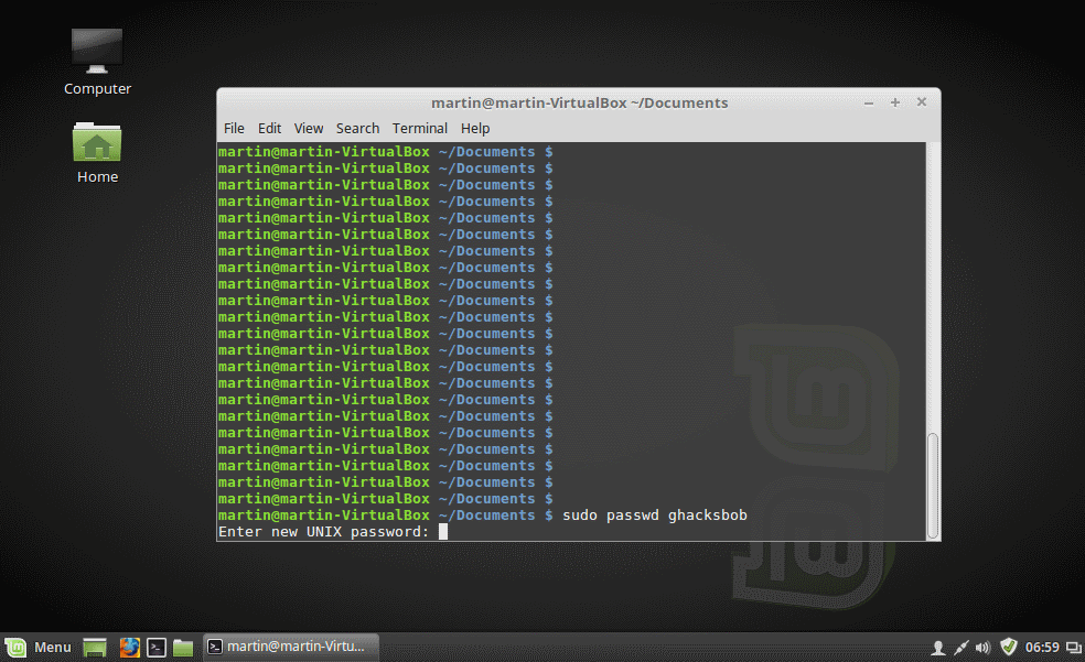 change user password linux