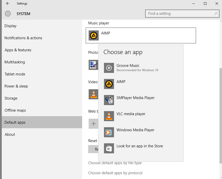 choose default apps