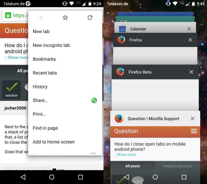 chrome android 5 close tabs