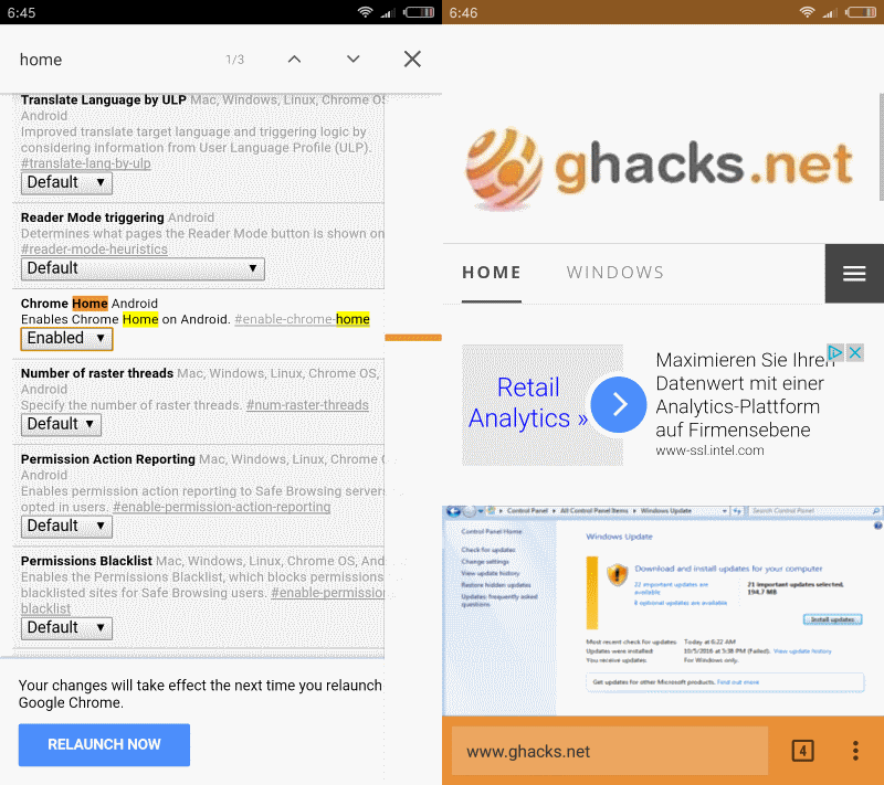 chrome android urlbar bottom