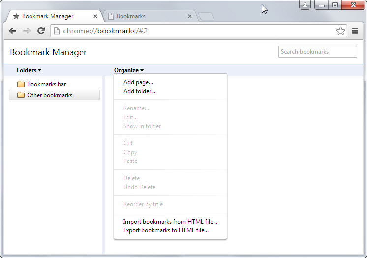 chrome bookmarks