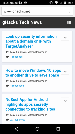 chrome dev scrolling android