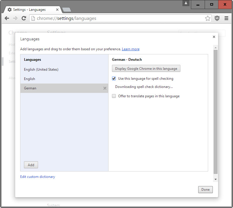 chrome multi-language spell-checking