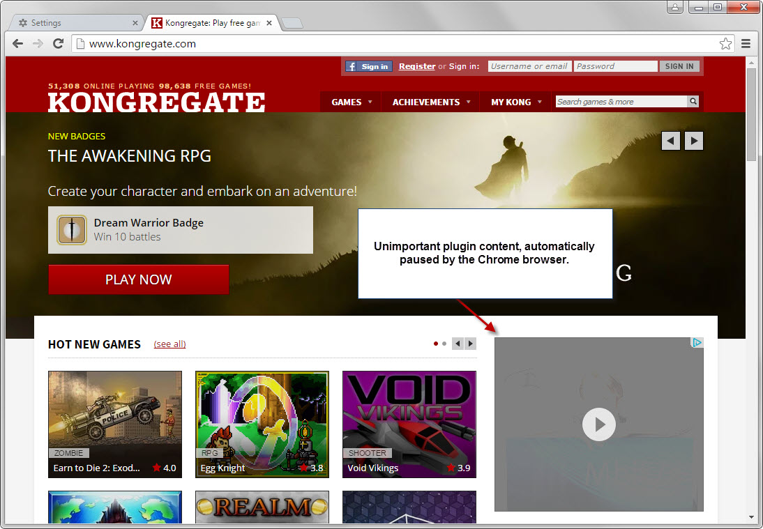 chrome pause unimportant plugin