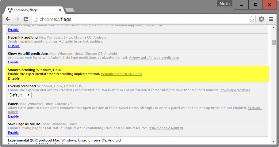 chrome smooth scrolling