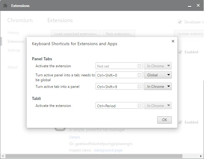 chrome web panels