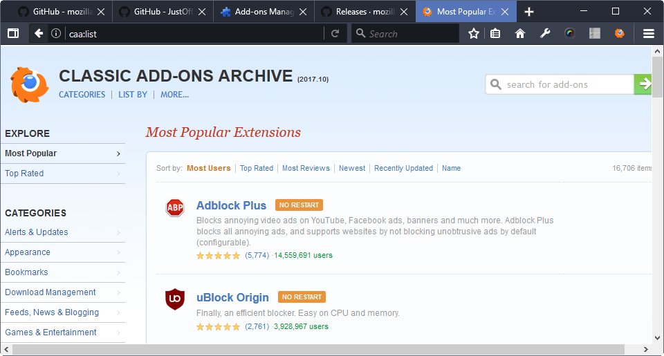 classic add-ons archive
