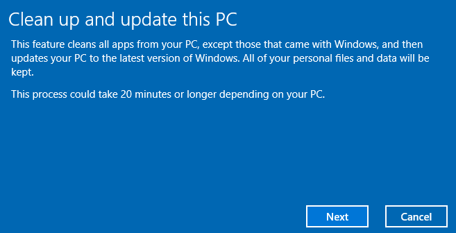 clean up update this pc