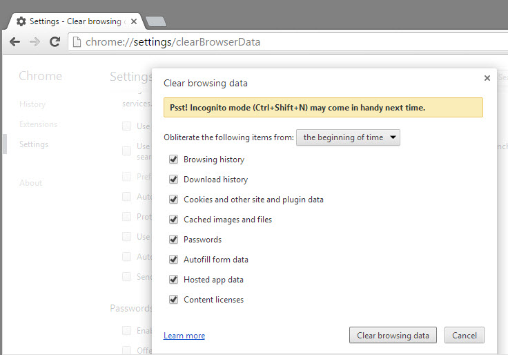 clear passwords chrome