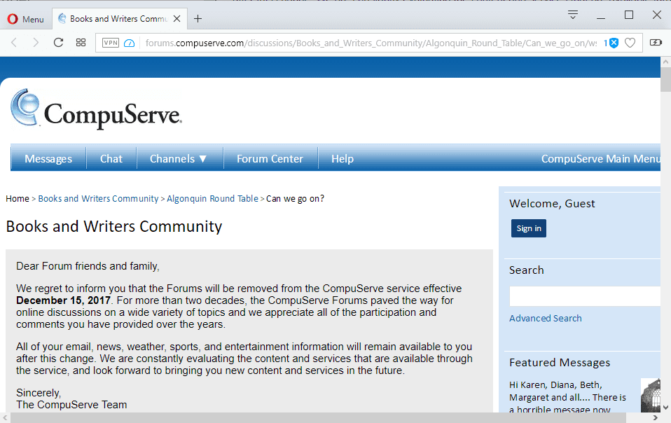 compuserve forums shutting down