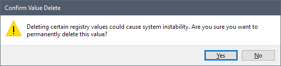 confirm value delete