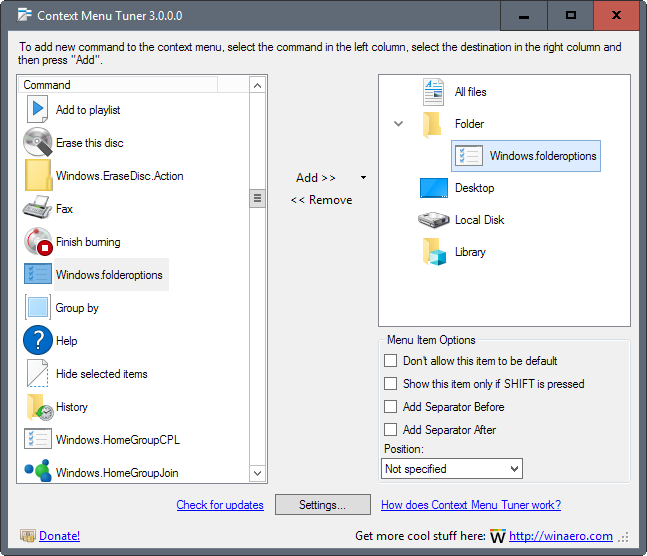 context menu tuner