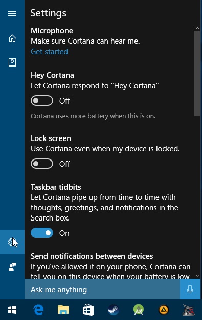 cortana no off