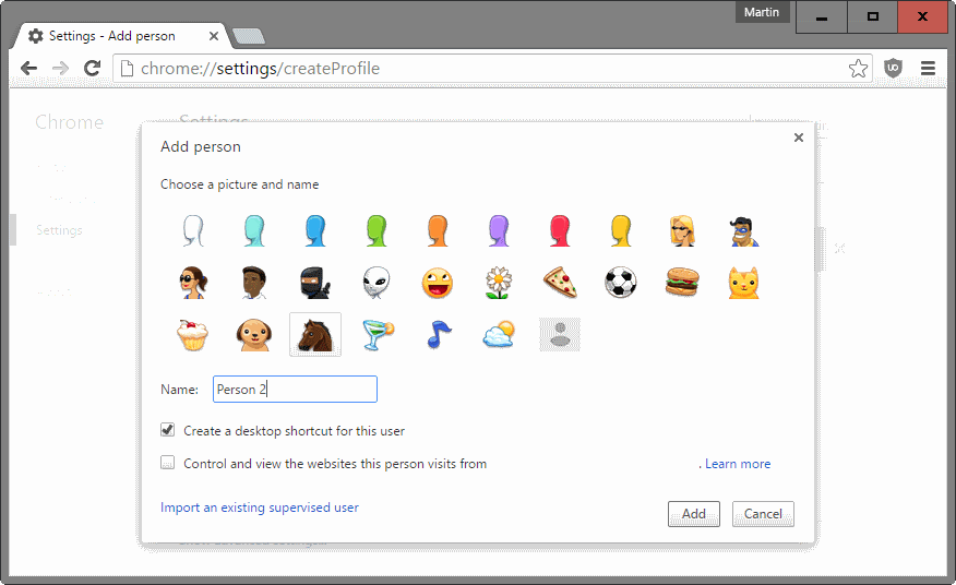create person chrome