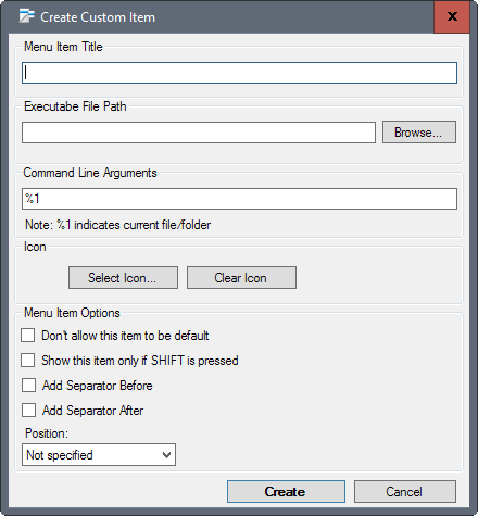 custom context menu