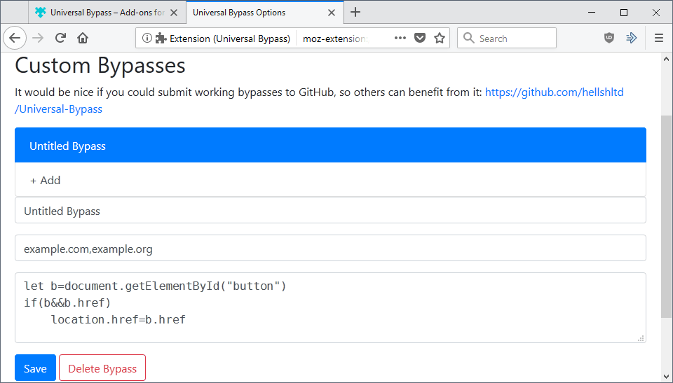 custom url bypass