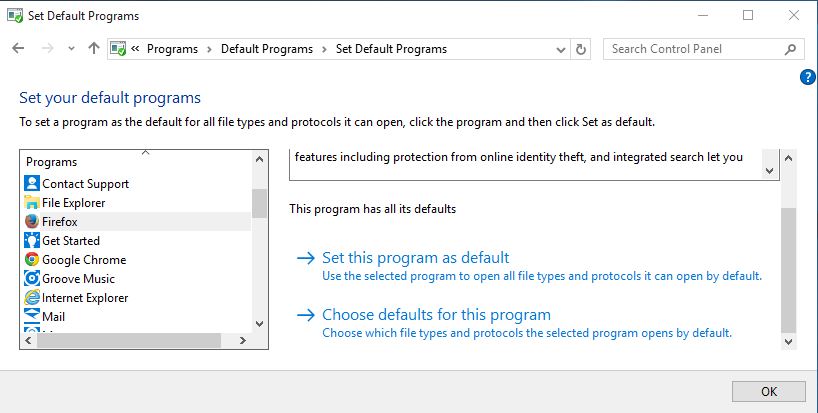 default browser
