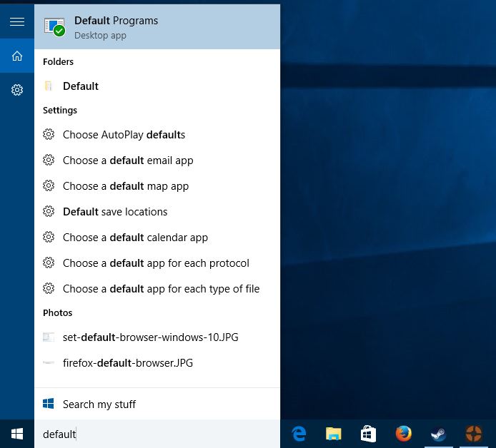 default programs
