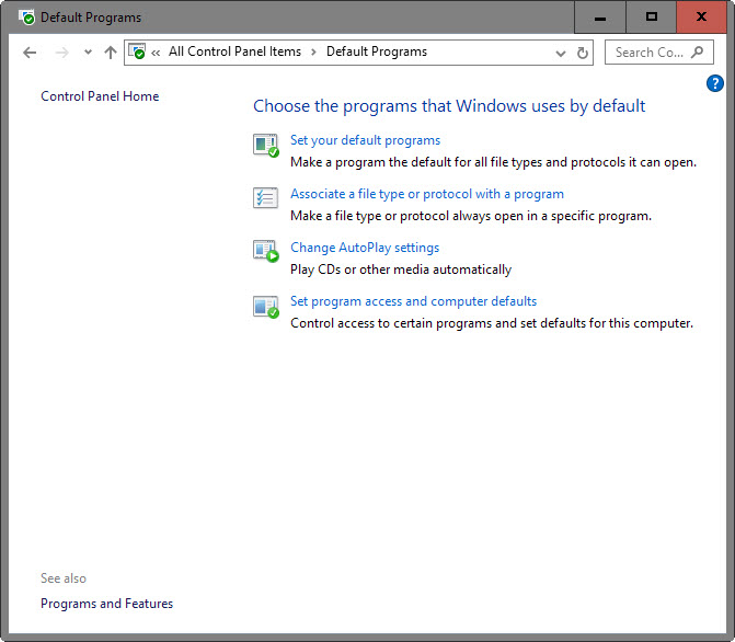 default programs
