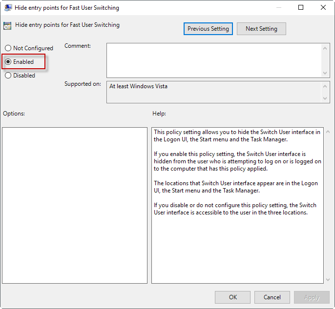 disable fast user switching