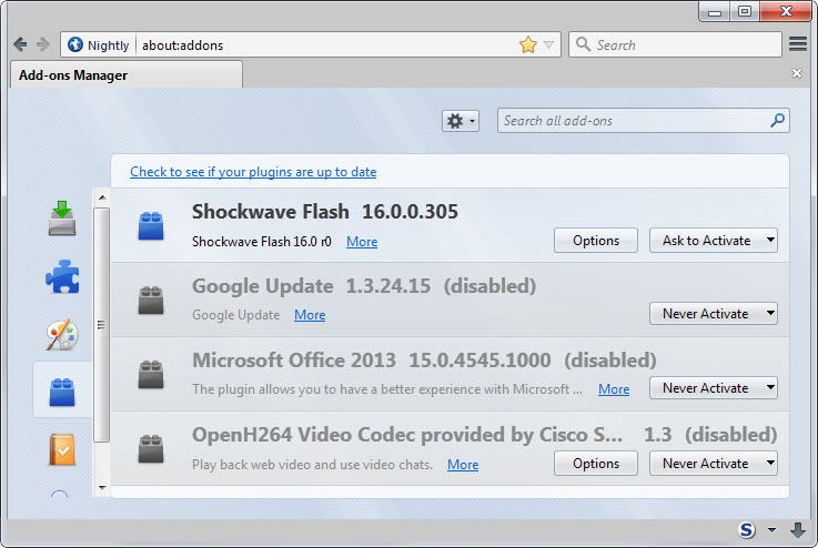 disable plugins