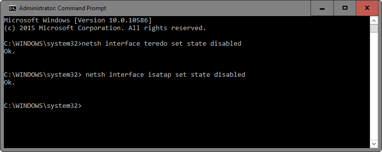 disable teredo isatap