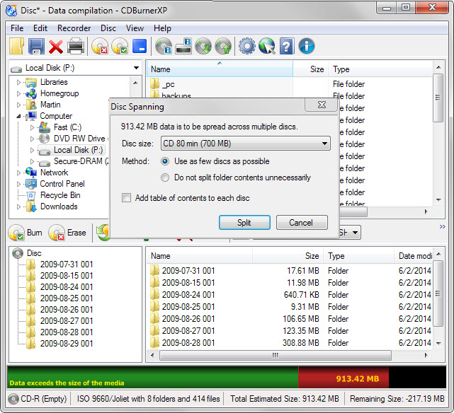 disc spanning