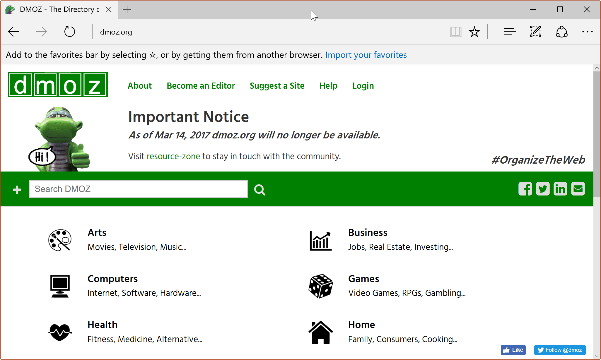 dmoz shut down