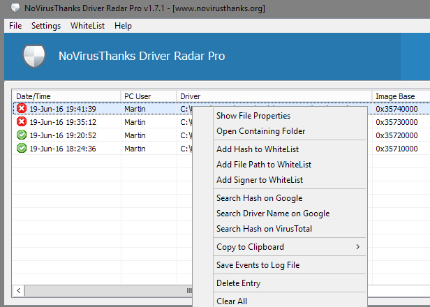 driver radar pro interface