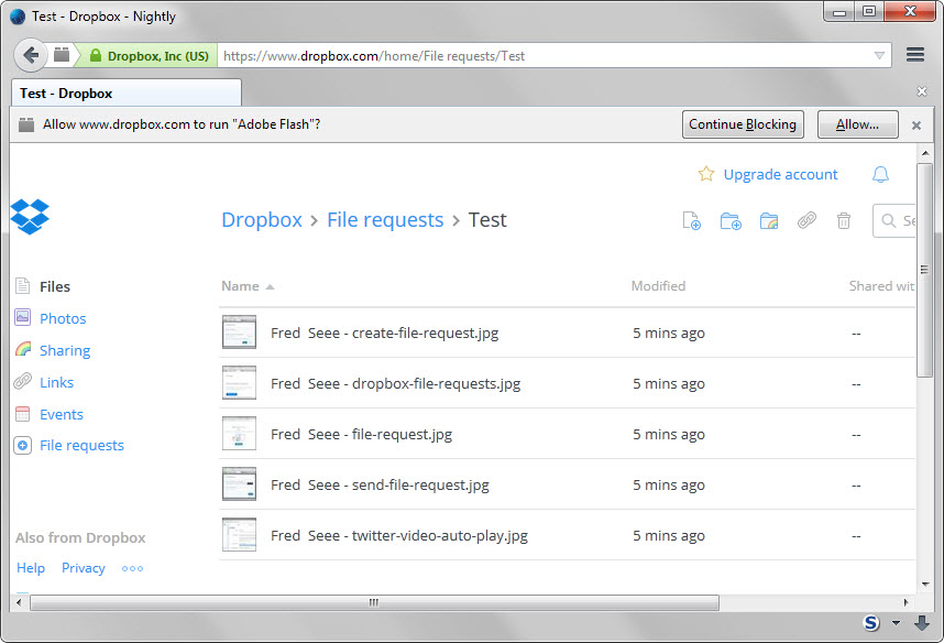 dropbox shared files