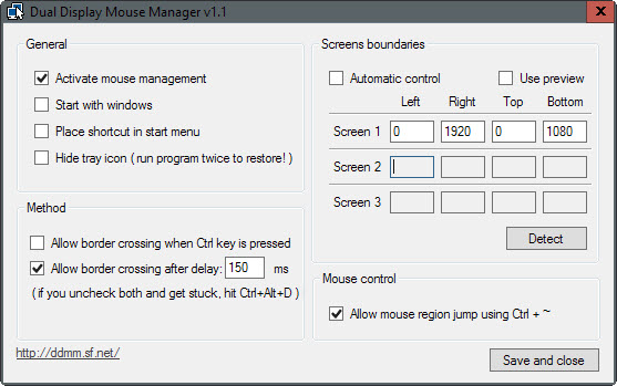 dual display mouse manager