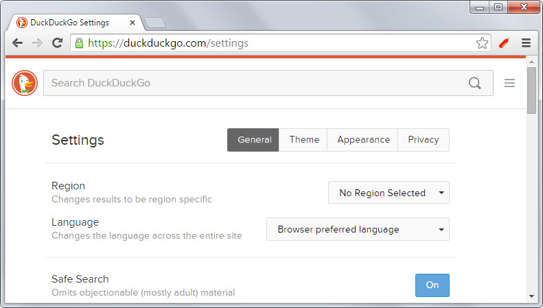 duckduckgo language