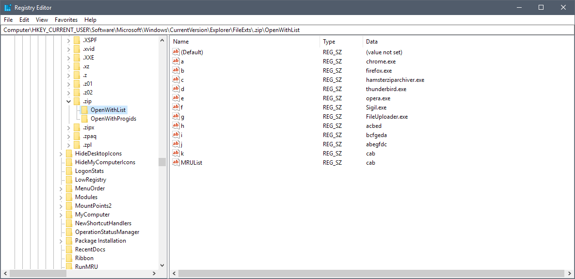 edit open with registry