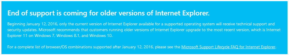 end of support internet explorer