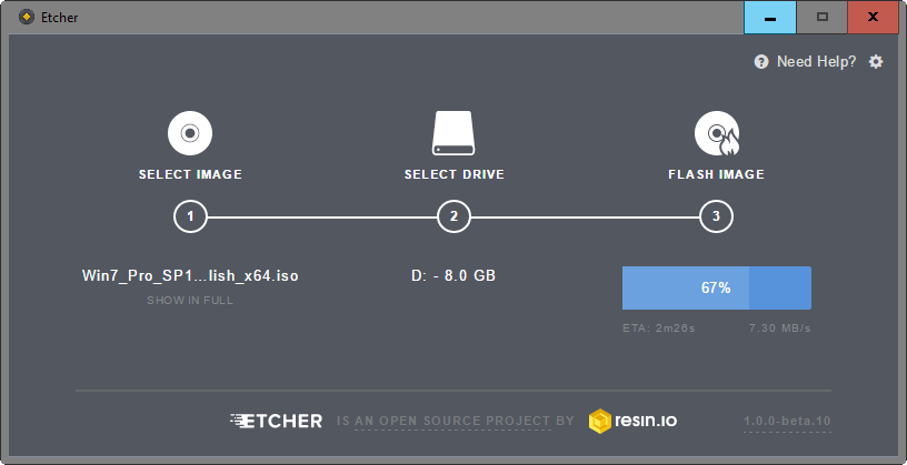 etcher burn iso