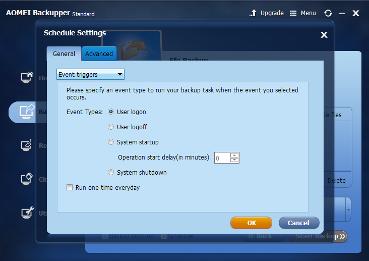 event triggerd backup