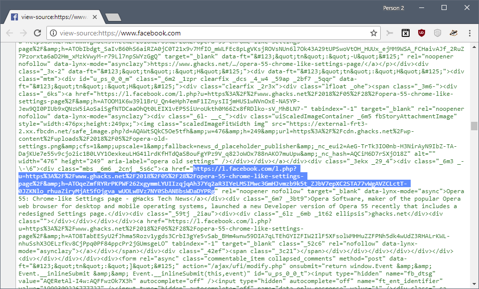facebook link tracking