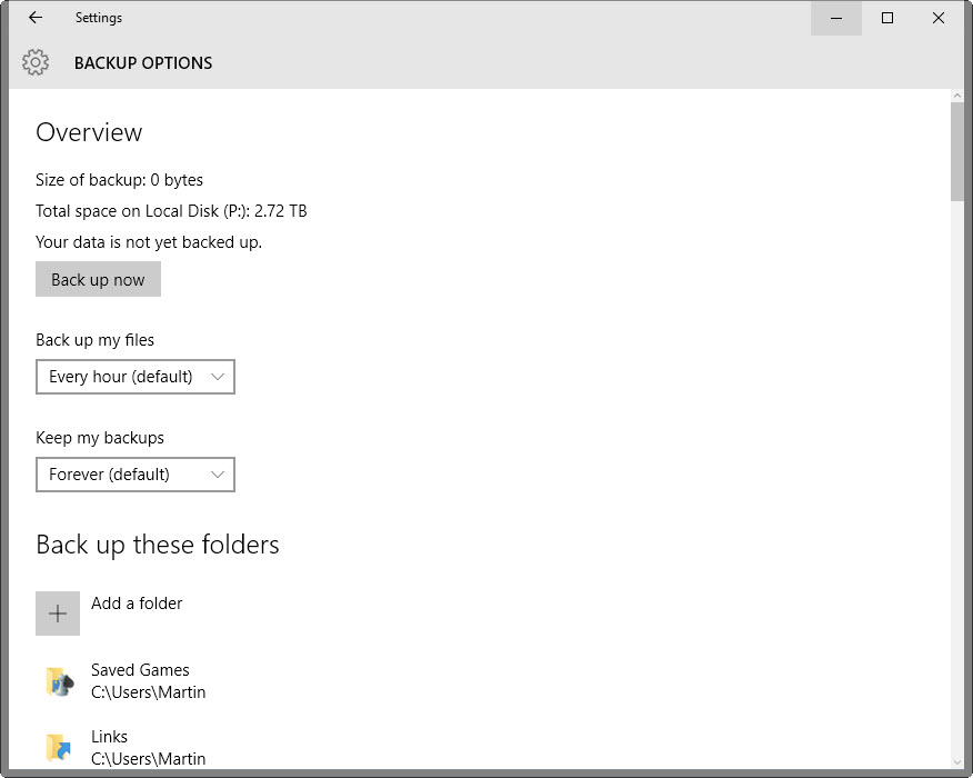 file history options