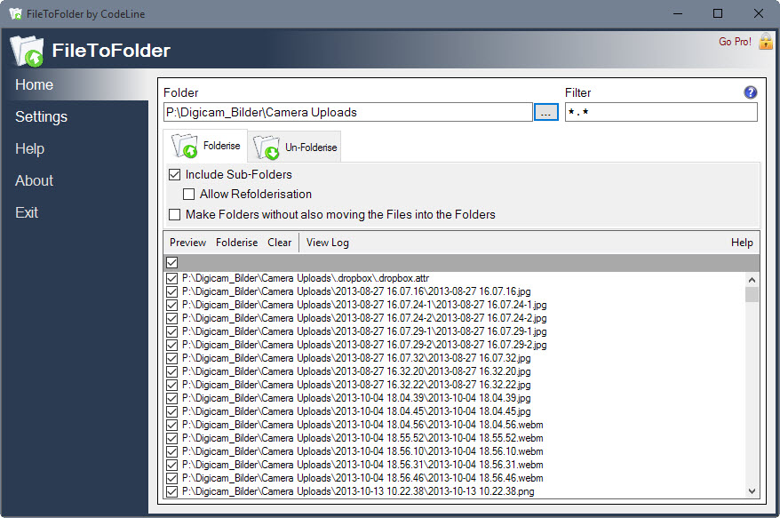 filetofolder interface