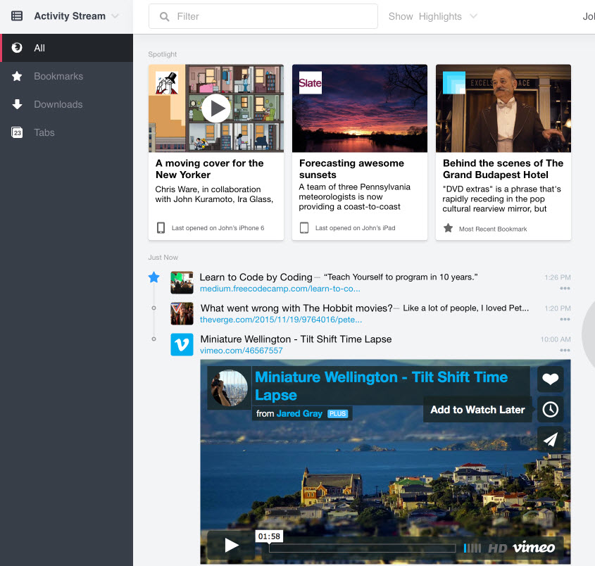 firefox activity stream