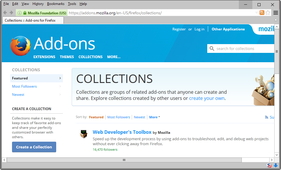 firefox add-on collections