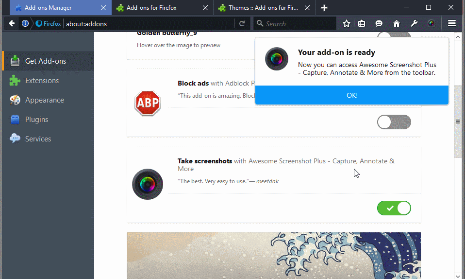 firefox add-on installed
