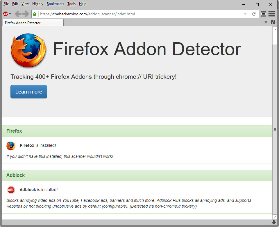 firefox addon detector