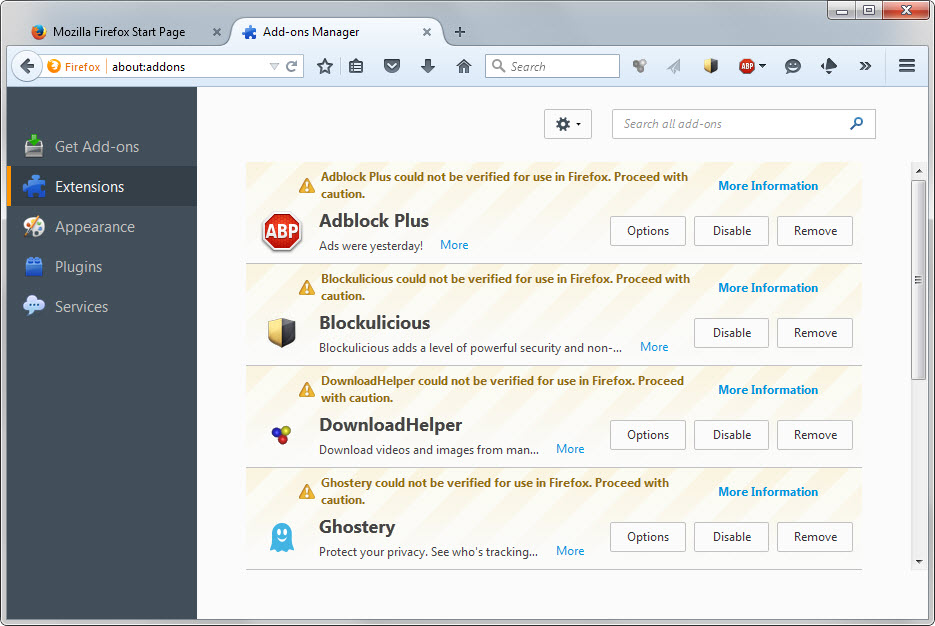 firefox addon manager