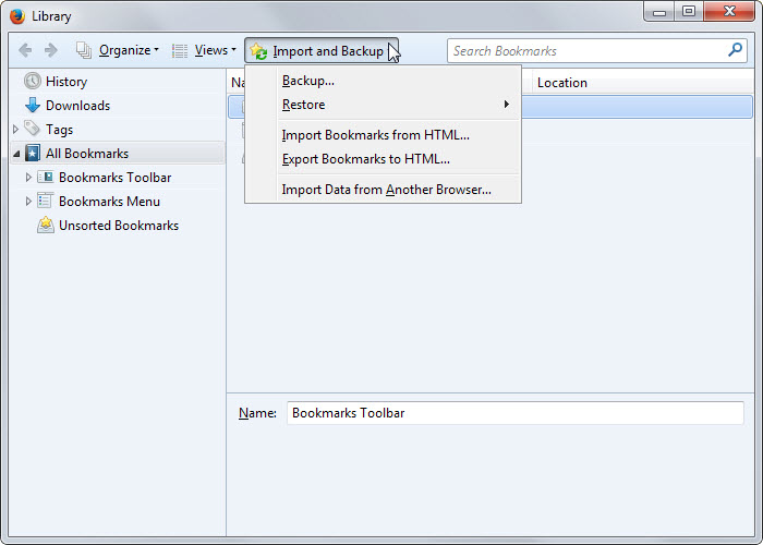 firefox bookmarks