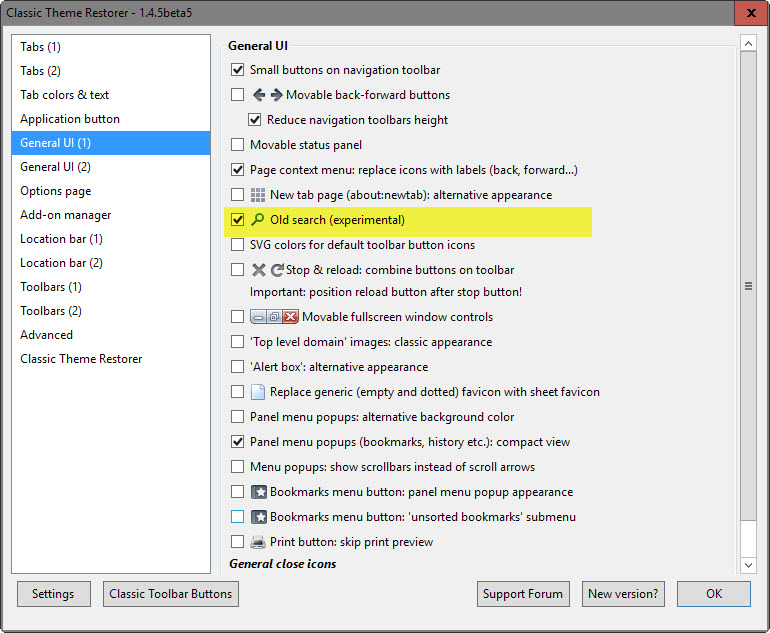 firefox classic search